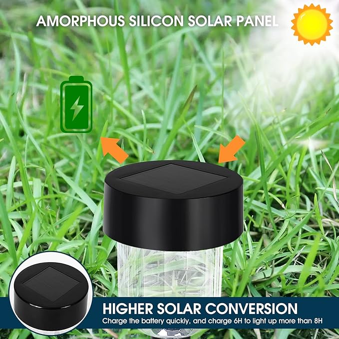 YUWELL Solar Outdoor Light (6-Pack), Solar Pathway Lights, Waterproof Solar Garden Light, Outdoor Light for Landscape, Garden, Channel, Sidewalk and Driveway, Warm White LED