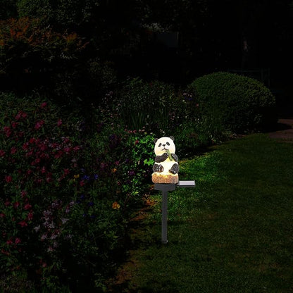 GANAZONO Solar Lawn Stake Lamp Outdoor Solar Powered Panda Garden Light Decorative Landscape Pathway Lighting for Patio Yard Lawn 16.92X2.95X2.16In