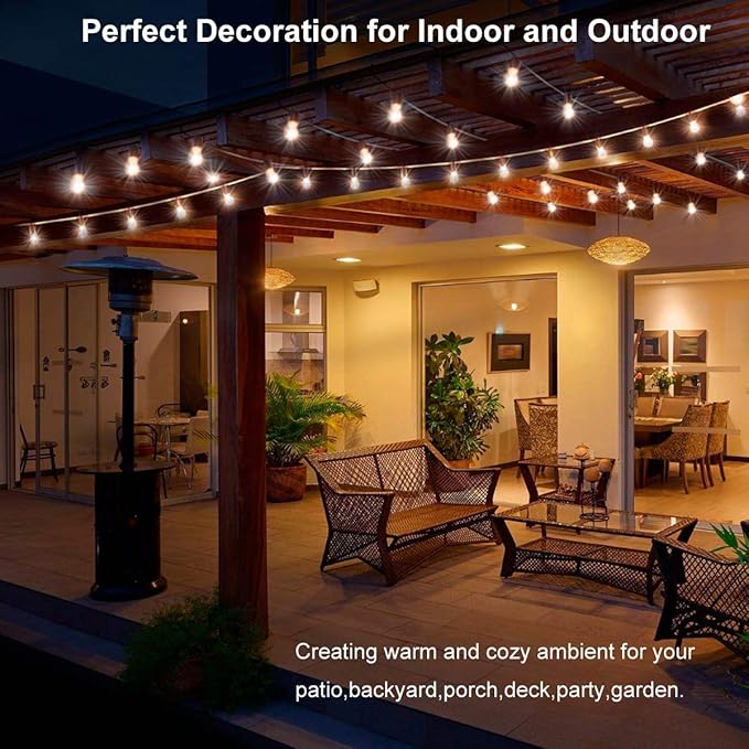LED Outdoor String Lights 100FT Patio Lights with 33 Shatterproof S14 Vintage Edison Bulbs, Outside Hanging Light | Lumora