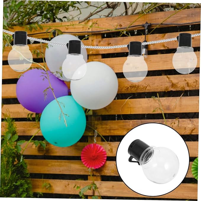 Wakauto 20pcs Transparent Globe String Light Bulbs with Black Caps Plastic Replacement - Outdoor Lighting Accessory | Lumora