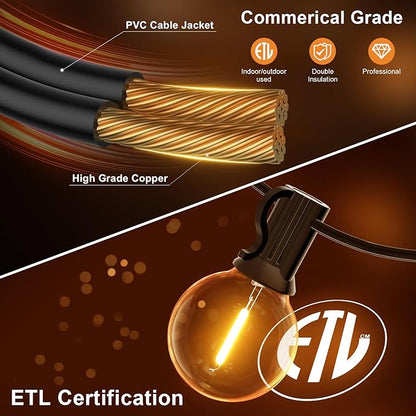 GPATIO 120FT Outdoor String Lights, Waterproof Patio Lights with 64 Hanging Lights Globe G40 Bulbs, 2700k Shatterproof for Backyard Outside Decor