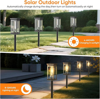 Solar Pathway Lights Outdoor Waterproof – 10 Pack Bright Solar Powered Garden Lights with Auto On/Off, IP65 LED Landscape Lighting for Walkway Patio Lawn Yard Decor