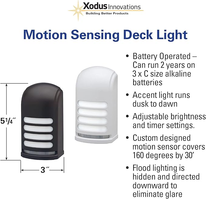 Xodus Innovations BL706 Battery Operated Motion Activated LED Deck and Stair Light, Outdoor or Indoor Use, Weather | Lumora