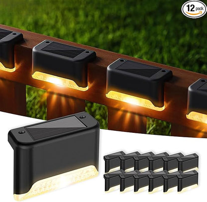 Solar Deck Lights Outdoor, Solar Step Lights Waterproof Led for Outdoor Stairs, Gutter Lights, Step, Fence, Yard, Patio, and Pathway (Warm White) (12 Packs)