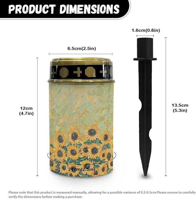 Sunflower Oil Painting Outdoor Solar Lights Waterproof and Dustproof Cemetery Decorative Lights Fashion Garden Solar Lights Suitable for Prayer Ritual Religion Activity