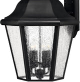 Hinkley Edgewater Large Wall Mount Outdoor Lantern - Aluminum, Clear Seedy Glass, Traditional - Black Finish | Lumora