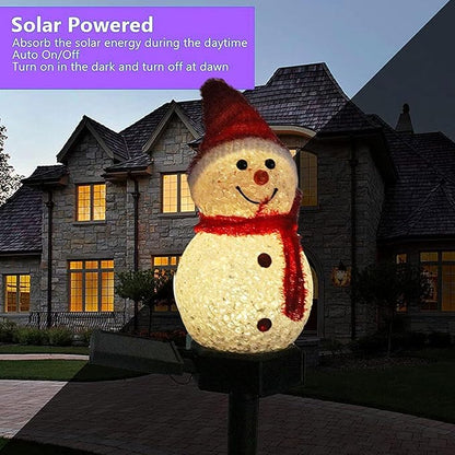 Solar Garden Lights Snowman Solar Christmas Light,Waterproof Snowman Shape Outdoor Solar Garden Stake Light,Decorative Solar Pathway Light LED Snowman Light for Patio Yard (Color : Red)