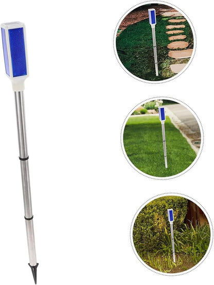 2pcs Solar Roadblock Light Solar Pathway Lights Landscape Lighting Driveway Marker Lights Traffic Stop Light Yard Markers LED Garden Lights Blue Stainless Steel