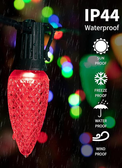 Minetom C9 Christmas String Lights, 200 Ft LED Commercial Outdoor Christmas Lights with 200 Red and Pure White C9 Bulbs, Waterproof Connectable UL Certified for Indoor Roofline Backyard Xmas Decor