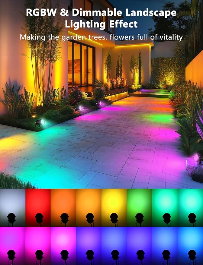 OurLeeme Lawn Flood Light Stake, 2-in-1 Waterproof Outdoor Remote controlle Landscape Lighting Spotlight Wall Light | Lumora