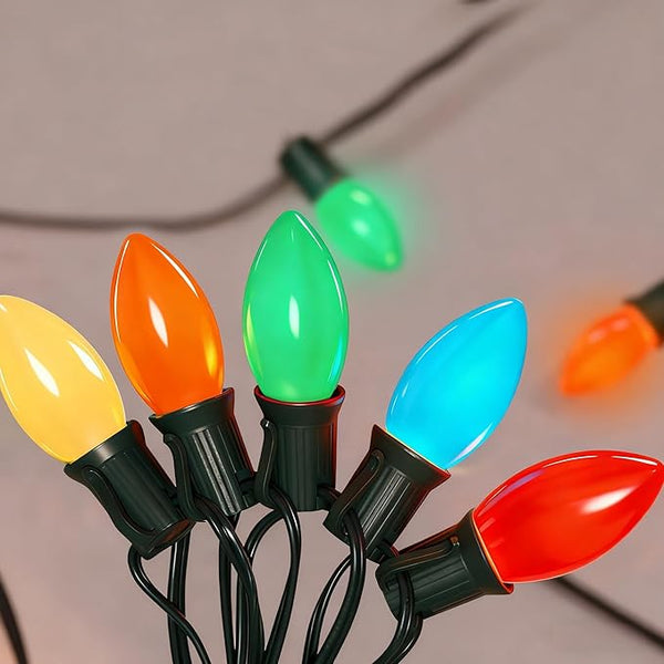 C9 LED Multicolor Christmas Lights Outdoor, 25Ft C9 Vintage Christmas Lights Waterproof with 26 LED Colorful Bulbs | Lumora