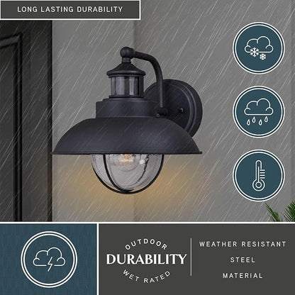 VAXCEL Harwich Black Motion Sensor Dusk to Dawn Coastal Outdoor Wall Light