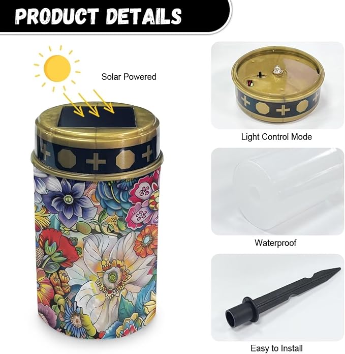ZOUTAIRONG Solar Light for Cemetery Grave 4 Pack Solar Garden Lights Solar Lights Outdoor Waterproof Powered Solar | Lumora
