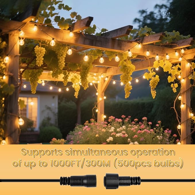 Outdoor String Lights 150FT,G40 75+3 Bulbs String Lights for Outside - 2700K Warm White, 25000H Long Life, IP45 Waterproof & Shatterproof, Mains Powered Garden Lights for Gazebo/Patio