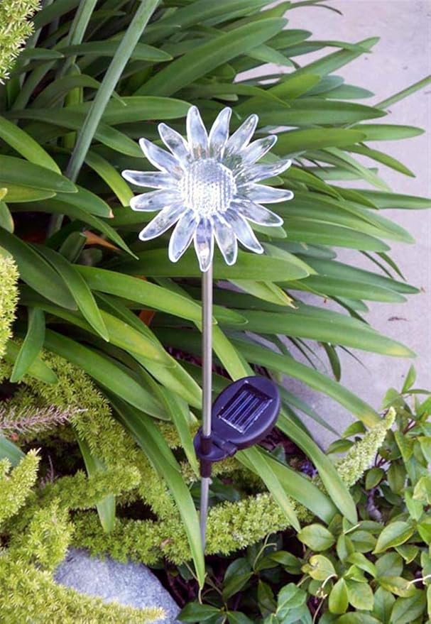 Outdoor Garden Set of 2 Pieces Solar Powered Garden Yard Stake (Color Change abilities) LED Light (Sunflower)…