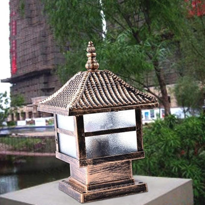European Outdoor Glass Table Lamp Column Lamp Tradition Antique Victoria Waterproof Aluminum Garden Lawn Lights Street Post Light E27 Decoration Illumination Landscape Bollard Lamp