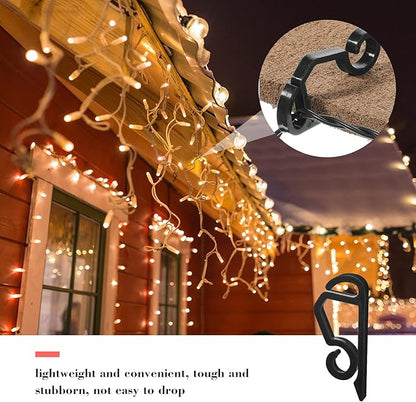 Marsui 500 Pieces Christmas Light Clips Outdoor Gutter Hooks Plastic Seasonal Weatherproof Clips Holiday Fence Hooks for Christmas Roof Tree Outside Hanging String Lights (Black)
