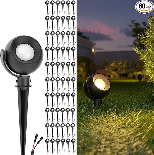 Sunco LED Low Voltage Spotlight Revolver, Sphere Shaped Garden Landscape Lights Outdoor [Luces para Jardin], 4W, 300 LM, 3 CCT: 2700K/4000K/5000K, Wet Rated, ETL 60 Pack.