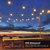 Solar String Lights,27FT G40 Waterproof LED String Lights with 25 Hanging Bulbs,USB Rechargerable Gazebo | Lumora