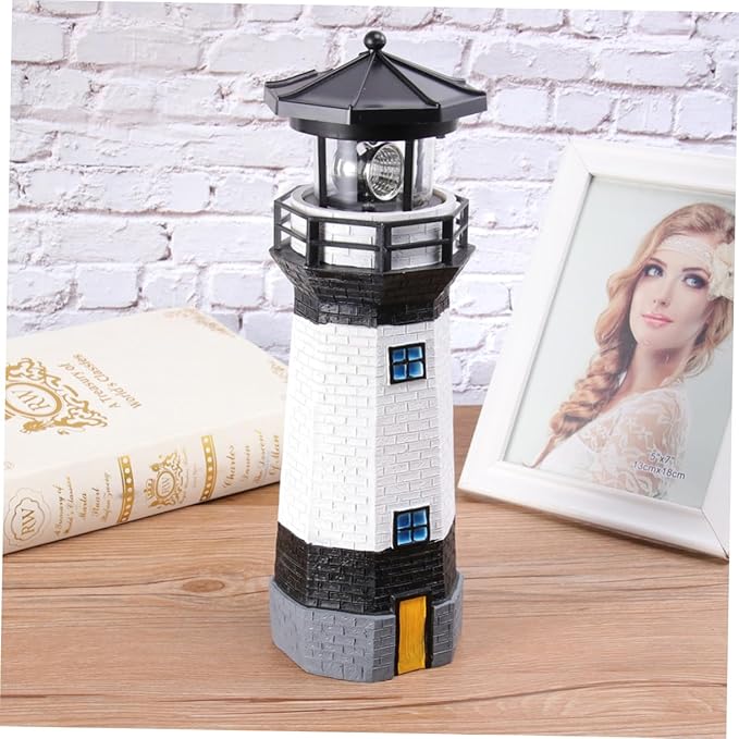 1pc Led Solar Revolving Lighthouse Garden Decorative Light for Lawns Walkways and Yards Energy-Saving Resin Design | Lumora