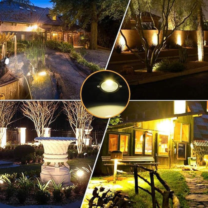 Romwish LED Landscape Spotlights, 10W Outdoor Spotlights for Yard, 3000K Warm White, 120V AC Spot Light with Ground Spike, Waterproof Landscape Lighting for House Garden Lawn Decorative (12Pack/10W)