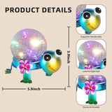 Solar Lights Outdoor Turtle Garden Decor with Crackle Glass Globe Lights - Cute Metal Turtle Statue for Yard Lawn | Lumora