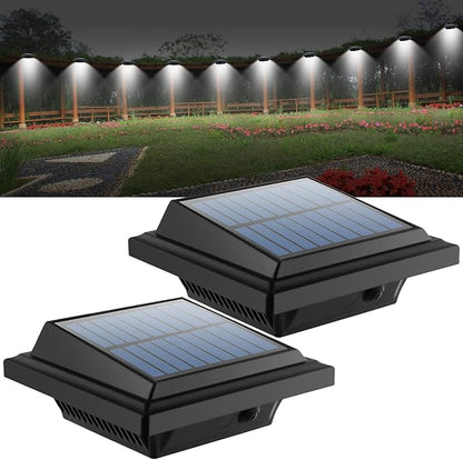 UniqueFire Solar Gutter Lights Outdoor, 40 LEDs Bright Solar Powered led Fence Light Deck Lights Waterproof for Wall, Deck, Fence, Stair, Step and Yard (Black,Cool White-2 Pack)