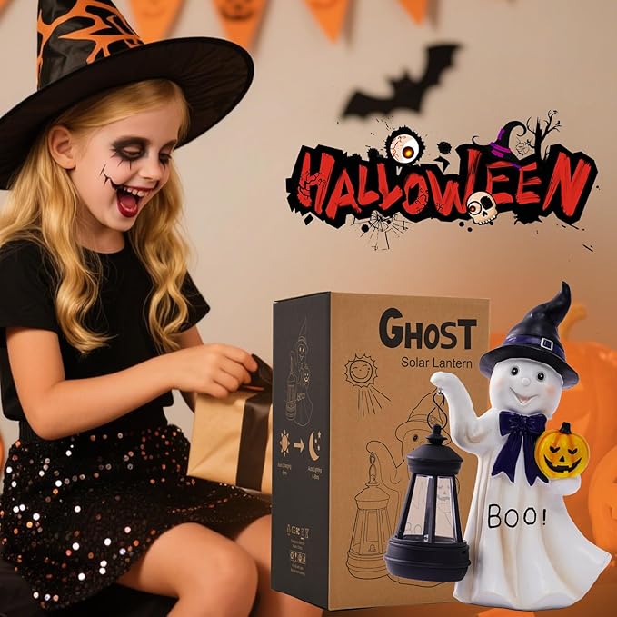 Halloween Decoration Ghost Solar Statue Outdoor - Cute Halloween Decor for Garden Home Patio Balcony : Unique Gifts | Lumora