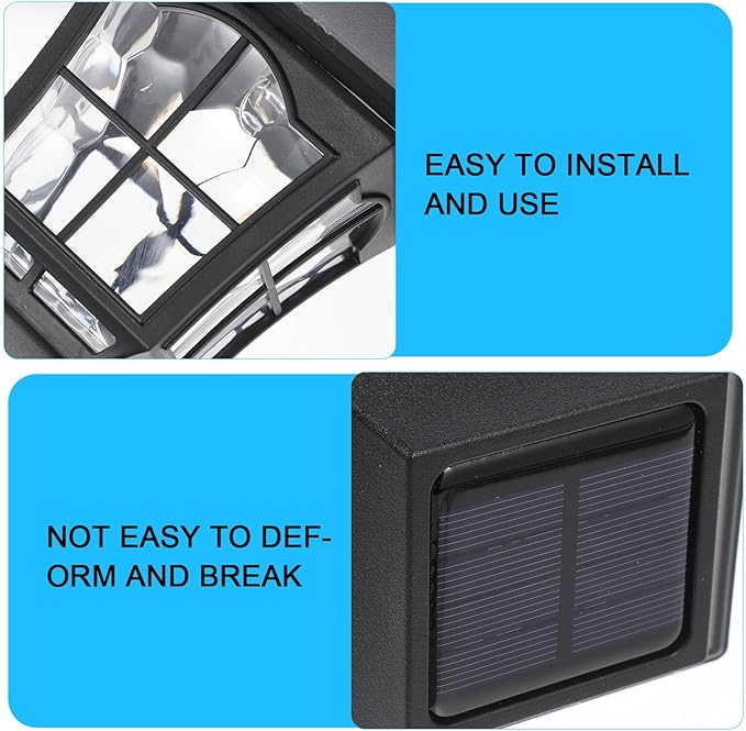 Yardwe 2pcs Solar Yard Lamps Outdoor Waterproof Solar Garden Lighting for Path Lawn Patio Warm White LED Wall Mounted