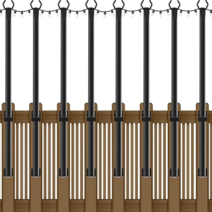 8 Pack String Light Poles,5Ft Metal Poles for Outdoor String Lights,Outdoor Light Poles with Post,Poles/Stand for | Lumora