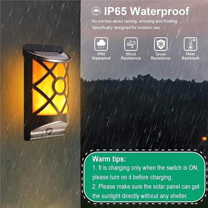 QUQUQ Solar Pathway Lights Solar Powered LED Flame Light Wall Mounted Outdoor Garden Dusk to Dawn Yard Patio Decor(4 Packs)