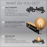 10' FlexFilament LED Shatterproof Outdoor String Lights Black Wire 1-Watt per Bulb Globe String Lights Balcony | Lumora
