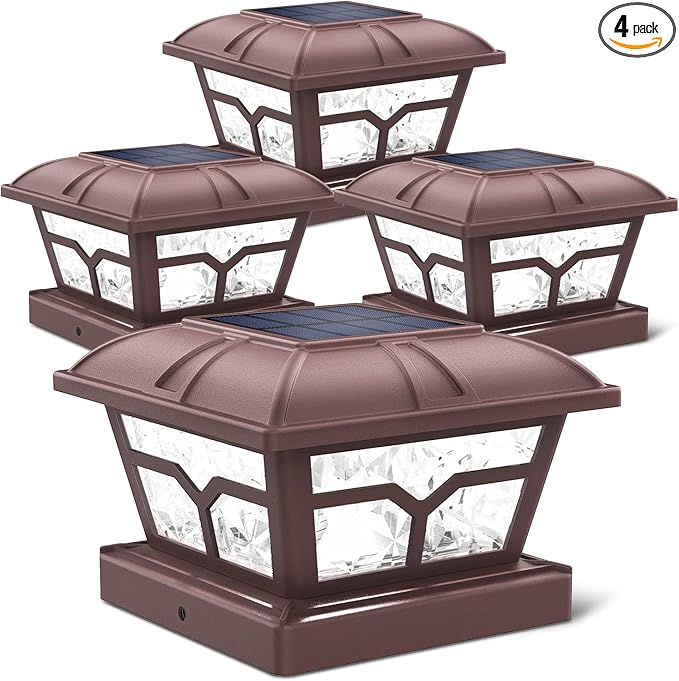 SIEDiNLAR Solar Post Cap Lights Outdoor 2 Color Modes 8 LEDs for 4x4 5x5 6x6 Posts Fence Deck Patio Decoration Warm | Lumora