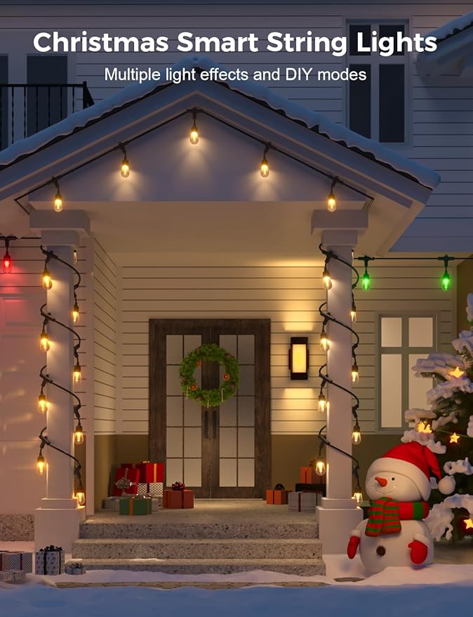 XMCOSY+ Smart Outdoor String Lights, 98Ft Patio Lights Waterproof, App Control, Compatible with Alexa, RGBCWIC | Lumora