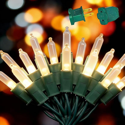70 T5 LED Christmas Lights, 23.3ft Clear Mini Classic Christmas String Lights Indoor Outdoor, IP68 Waterproof Indoor/Outdoor, Commercial Grade, 4-Inch LED Spacing, Max 15 Sets Connectable(Warm White)