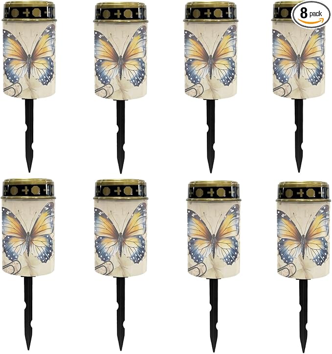 Butterfly Solar Garden Lights Outdoor Solar Walkway Lights Pathway Lights Waterproof Solar Lantern Landscape Lights,Butterfly Decorations LED Solar Lantern-Warm White,Yellow