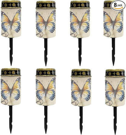 Butterfly Solar Garden Lights Outdoor Solar Walkway Lights Pathway Lights Waterproof Solar Lantern Landscape Lights,Butterfly Decorations LED Solar Lantern-Warm White,Yellow