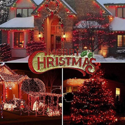 Outdoor Solar String Lights, 2 Pack 33ft 100L Solar Copper Fairy Lights,8 Modes Twinkle Lights Decor for Indoor Outdoor Patio Yard Trees Christmas Wedding Party (Red)