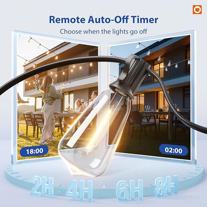 addlon 100FT(50FT*2) LED Outdoor String Lights with Remote Waterproof Patio Lights with Shatterproof ST38 Replaceable Bulbs, Dimmable Outside Hanging Light Connectable for Porch, Backyard, 2200K
