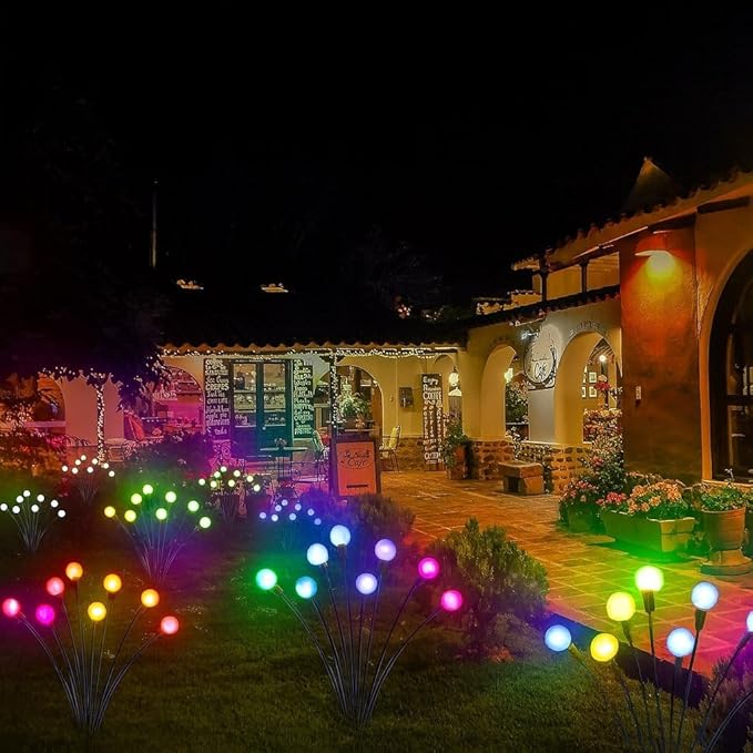 Solar Garden Lights - Pack of 4 Firefly with 2 Mode, Sway by Wind, Waterproof Outdoor for Yard Patio Walkway Decoration (Colorful)