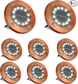 HOFLY Outdoor In-Ground Solar Landscape Lights - 8 Pack, 12 LED, White Light for Pathway, Yard, Patio, Walkway | Lumora