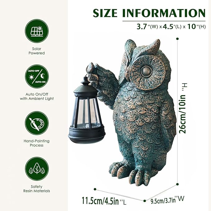 Garden Statues Outdoor, owl Figurines Decorated with Solar Lights, Unique Christmas Birthday Gifts for Moms | Lumora