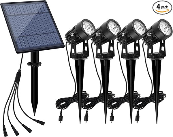 APONUO Solar Spotlights Landscape Lights Low Voltage Outdoor Solar Spotlight IP65 Waterproof 9.8ft Cable Auto | Lumora