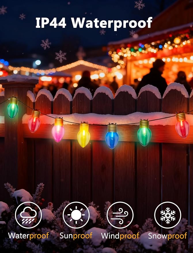 16Ft Jumbo LED Multicolor Valentine's Day String Lights Outdoor with 10 T13 LED Bulb, Clear Multicolor Hanging | Lumora