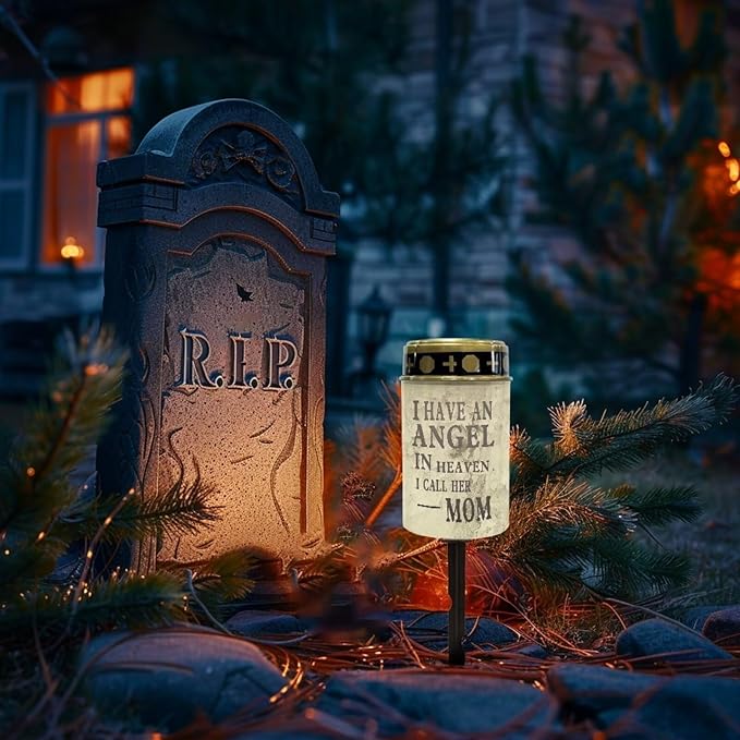 Solar Lights for Cemetery Grave Bless Waterproof Grave Decorations for Cemetery Mon Grave Garden Patio Yard Lawn Pathway Halloween Decor