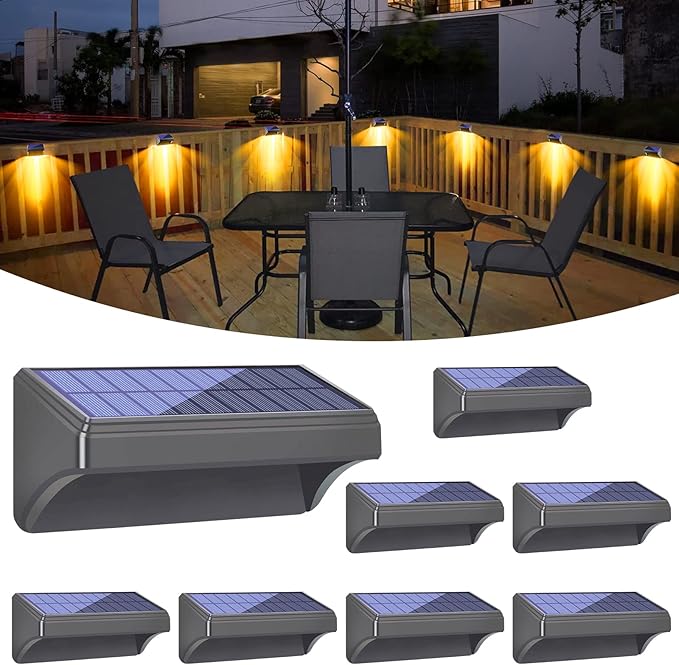 Bridika Solar Fence Lights, 8 Pack Plus Size, Warm & RGB Color Changing, Outdoor Waterproof, 100 Lumen, 8 Specific | Lumora