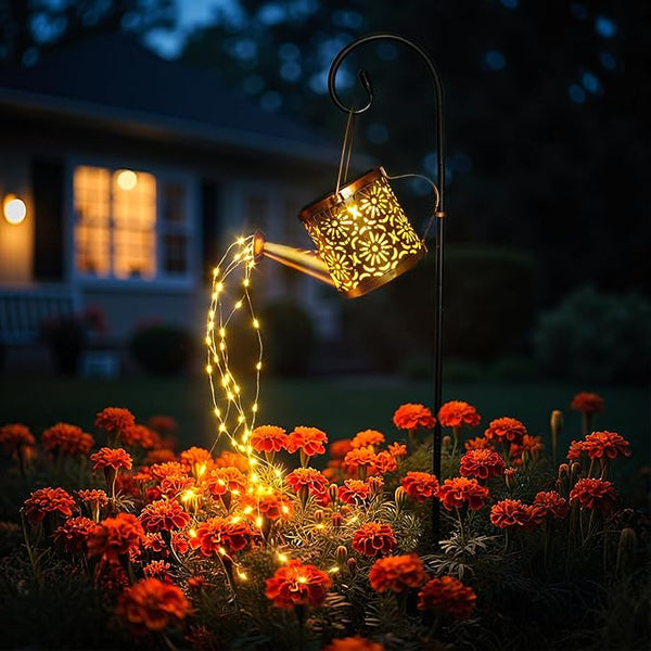 Solar Garden Lights Outdoor Decoration, Metal Solar Watering Can Lights Outdoor Waterproof, Small Patio Light Yard | Lumora