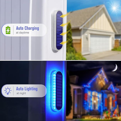 Honalia Blue Solar Dock Deck Driveway Lights Solar Powered 6 Pack Warning Concrete Step Lights for Driveway Deck Stairs Dock Marine Runway