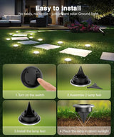 Mini Solar Ground Lights 12 Pack, Solar Lights Outdoor Waterproof, Solar Garden Lights Outdoor Landscape Lighting | Lumora