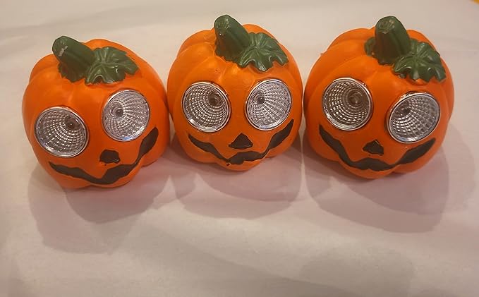 godosa Halloween Spooky Solar Cement Decorations Lights Outdoor Lights Easy Install Garden Lights for Garden Path Walkway (Pumpkin, 6 Pack)